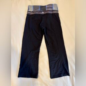 Lululemon Athletica Black Capris with Gray Waistband
